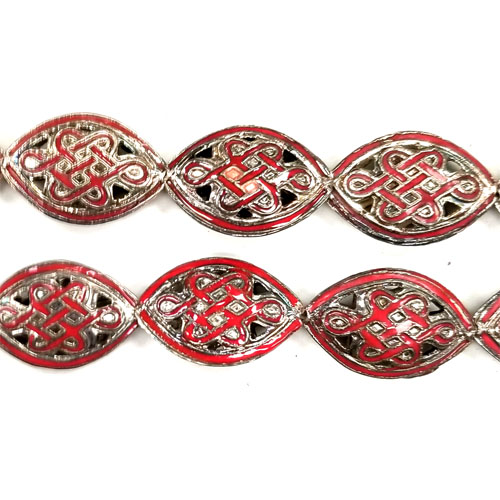 ENAMEL FLAT OVAL 14X20MM RED